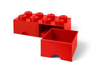 cervena ulozna lego 5006131 kocka s 8 vystupkami a zasuvkou