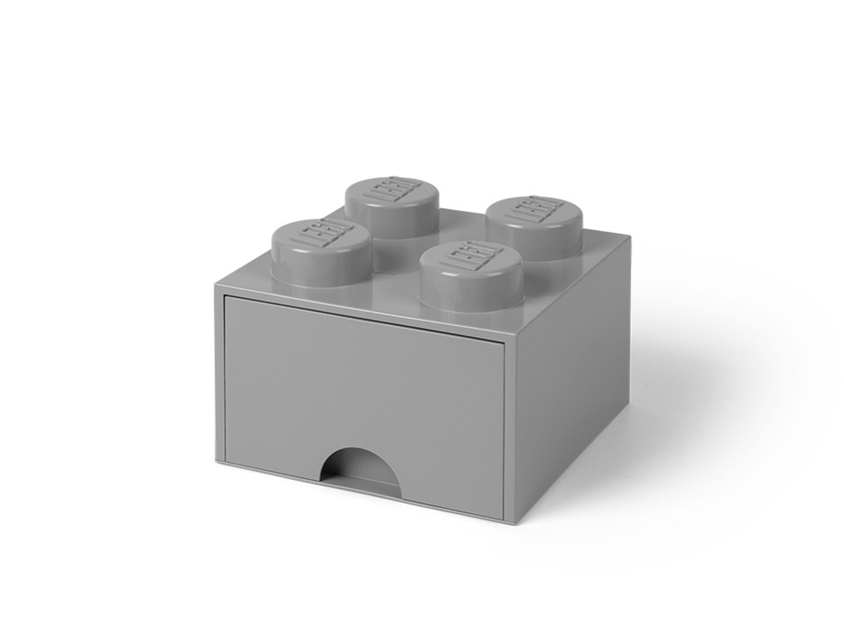 ulozna lego 5005713 kocka so zasuvkou vo farbe kamena stredne siva so 4 cvockami